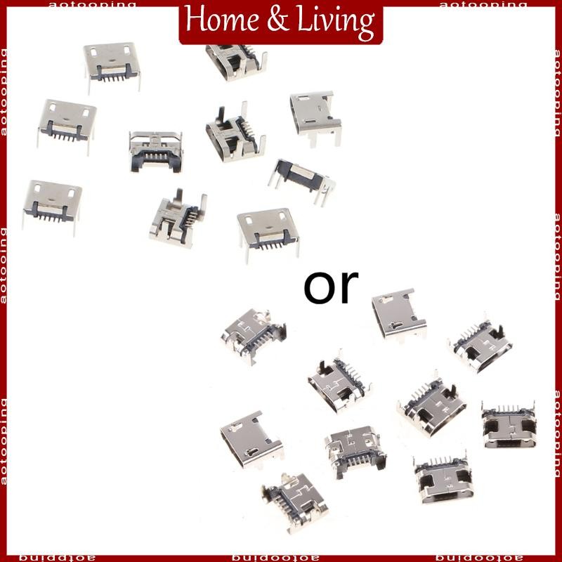 AOTO 10 Pcs Micro USB Type B 5 Pin Female Socket Connector SMD 4 Legs ...