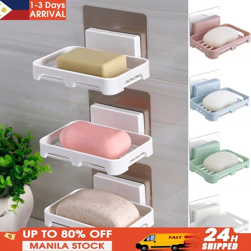 Creative Bathroom Wall Hanging Soap Box Rack Self Adhesive Soap Storage ...