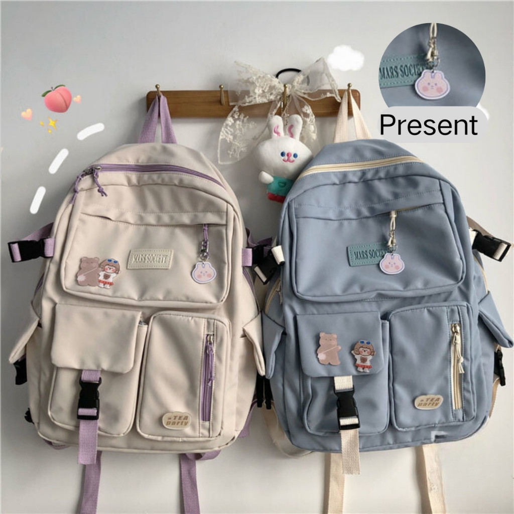 Teens Cute Backpack Large Capacity Korean Style Multi Pocket High ...