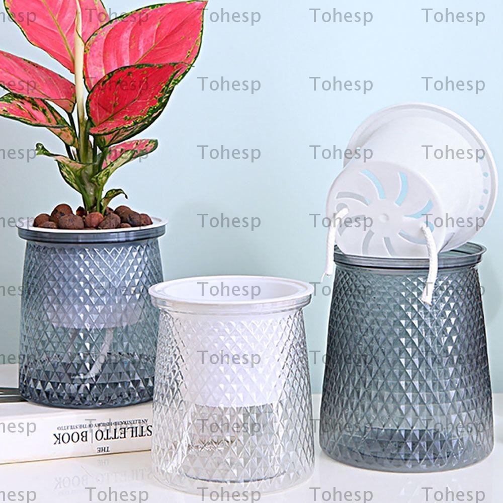 Tohesp Plant Pot, Self Watering Visible Water Level Flower Pot, Garden 