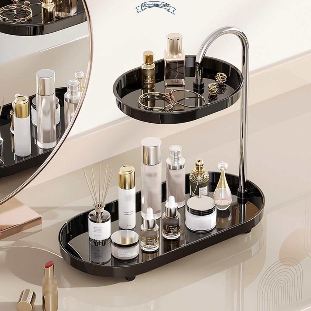 Double Layer Vanity Shelf Rack Luxurious Style Perfume Organizer Tray ...