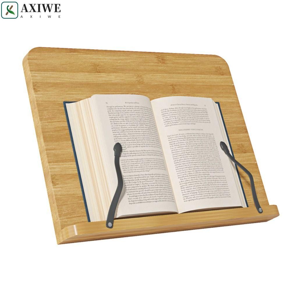 AXIWE Wooden Book Stand, 8 Adjustable Tilt Angles Comfortable Reading ...