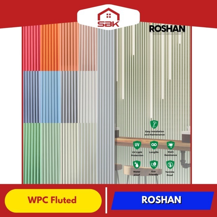 Wall Decoration | Wall Panel Fluted 148 WPC Roshan 2900x148MM | Shopee ...