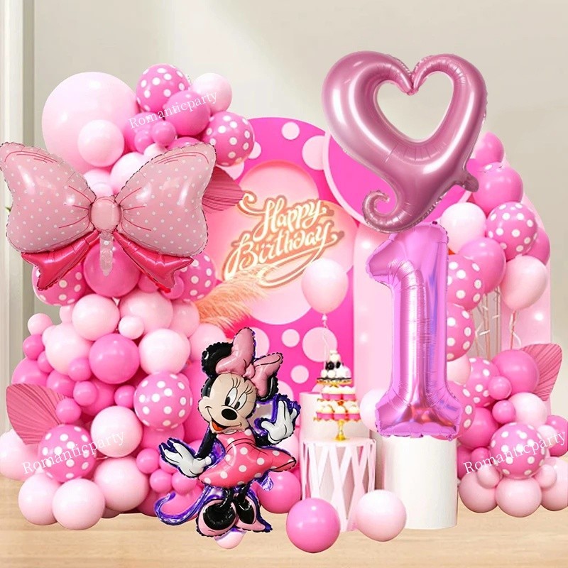 Minnie Mouse Balloons Bow-knot Foil Balloon Garland Arch Set Girl ...