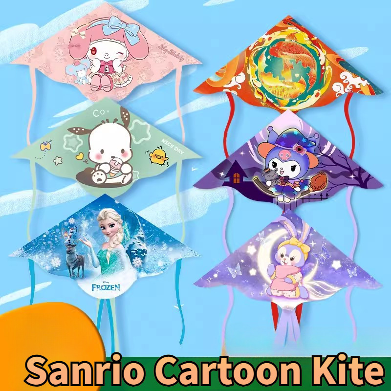 Cute Sanrio Kite with Handle Line Kuromi My Melody Cinnamoroll Children ...