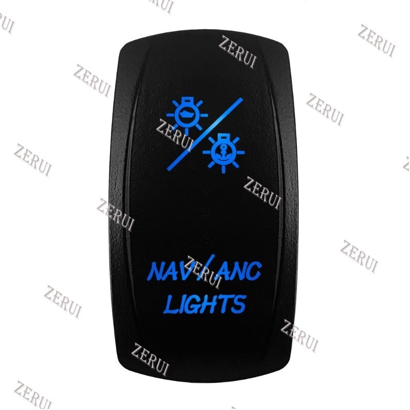 ZR For NAV/ANC LIGHTS Car Boat Blue Led 7Pin Rocker Switch 12V 20A DPDT ...