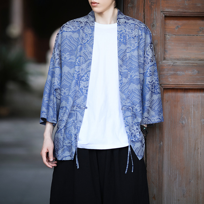 Chinese Style Dragon Patterned Ice Silk Hanfu Cardigan Jacket Layman's ...