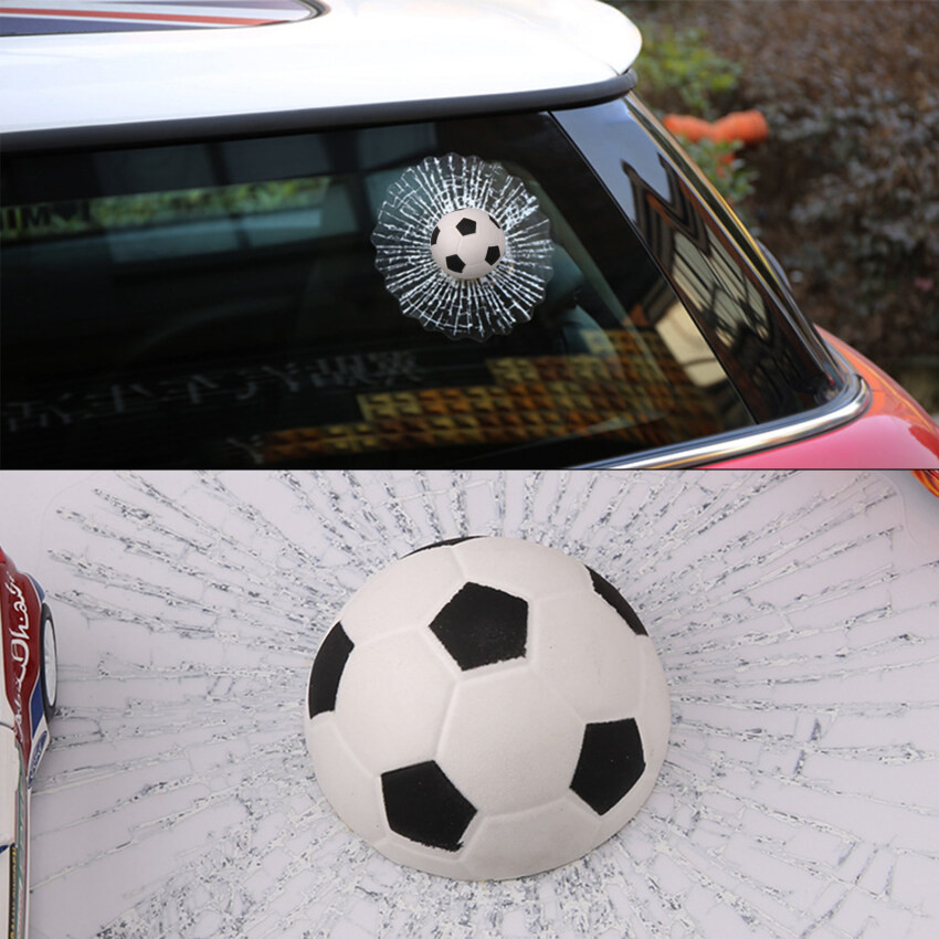 FF-3D Simulation Football Break Glass Car Window Sticker, Prank Tricky ...