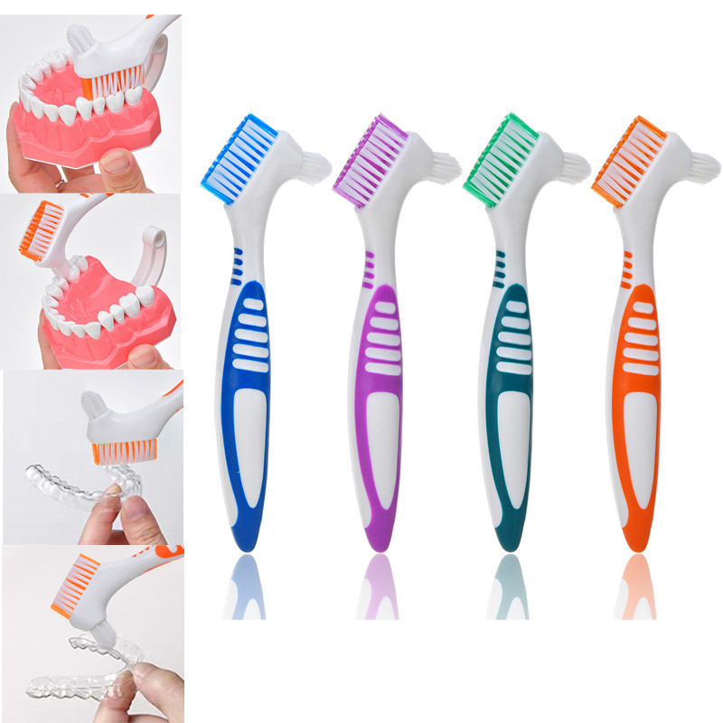 Dual Heads Oral Care Cleaning Tools Denture Cleaning False Teeth Brush ...