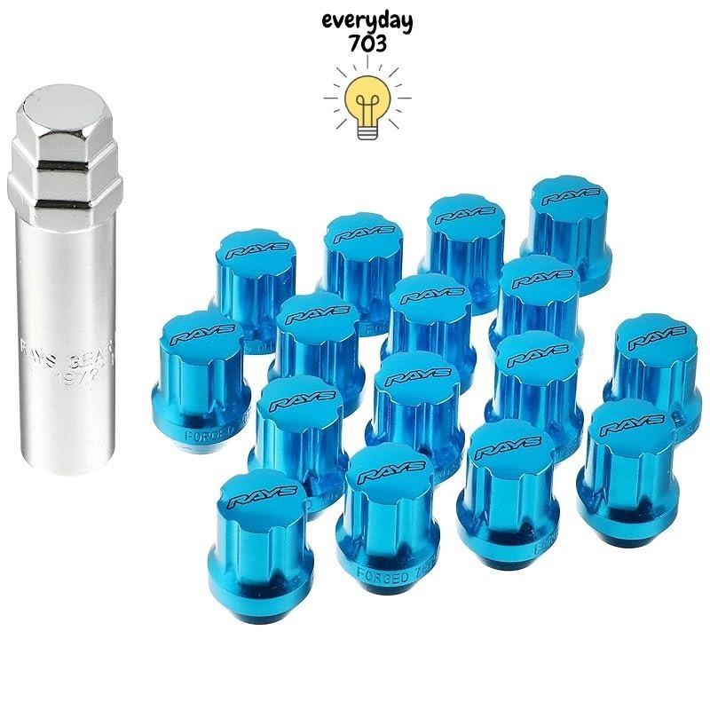 RAYS] Duralumin Nut Set, Gear Type (Short) M12X1.5 BL (Blue) 16pcs ...