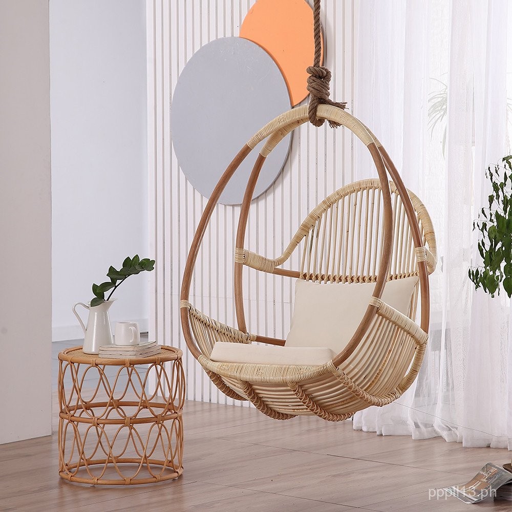 Natural Rattan Hanging Chair Nordic Simple Hanging Basket Balcony ...