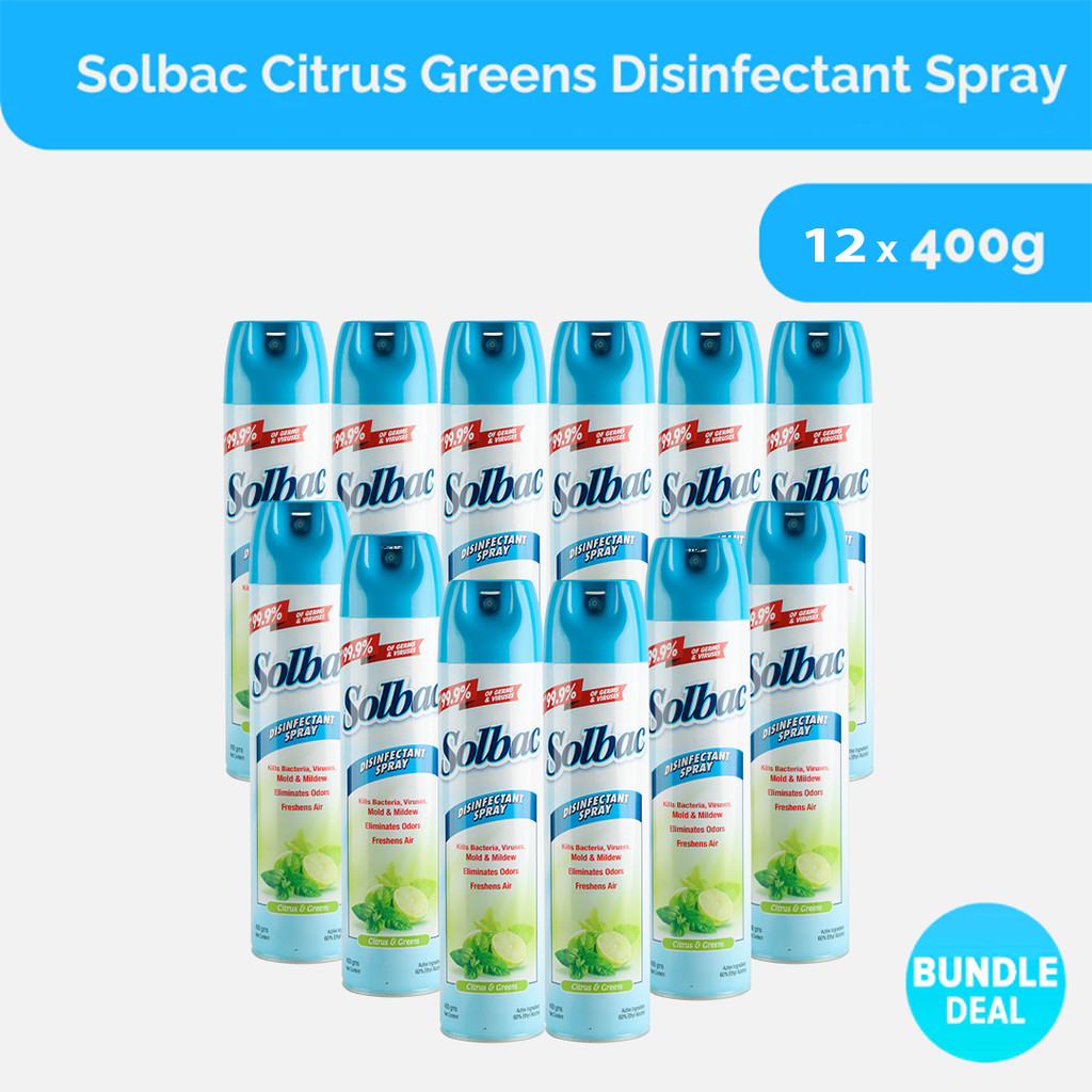 [12pcs] Solbac Disinfectant Spray Citrus & Greens 400g | Shopee Philippines