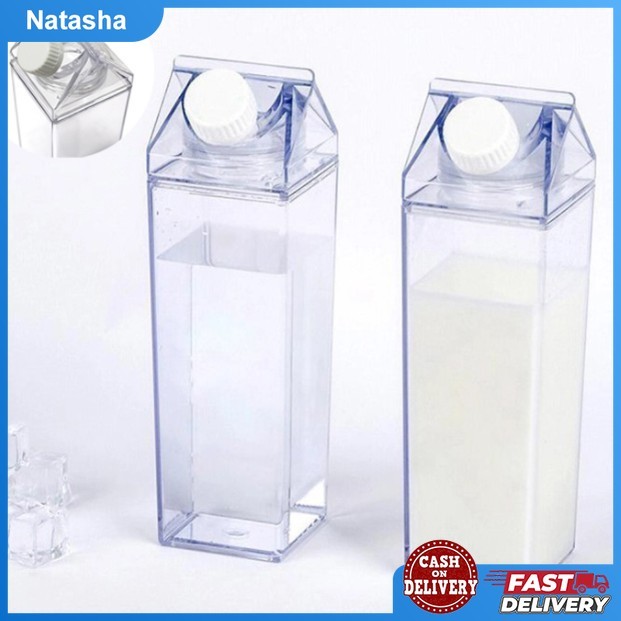 500/1000ml Transparent Acrylic Milk Container Oval Clear Plastic Fresh ...
