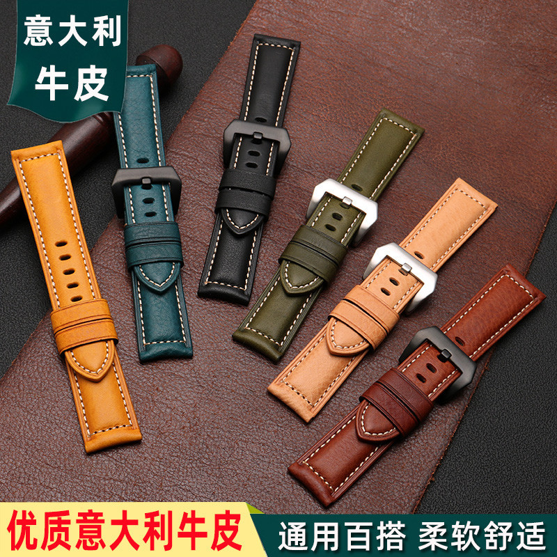 Genuine Genuine Leather Watch Strap Men Suitable for Panerai Seiko West ...