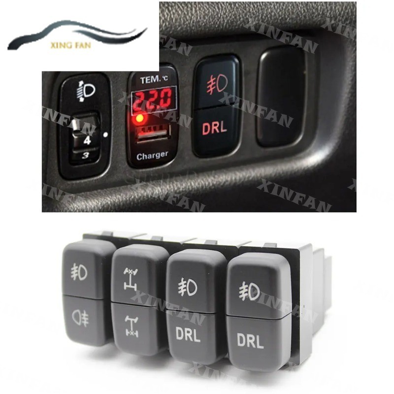 XF 1Pc RED LED Dual Key Switch Fog Light Daytime Running DRL Light ...