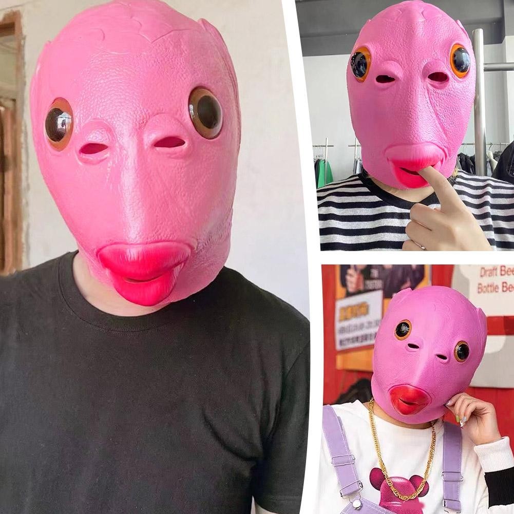 Funny Toy Fish Head Cover Male And Female Fish Head Cover Mask Green ...