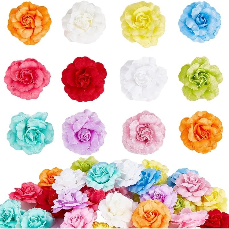 1PC Fake Flower Heads Camellia for Crafts Artificial Silk Mini Rose ...