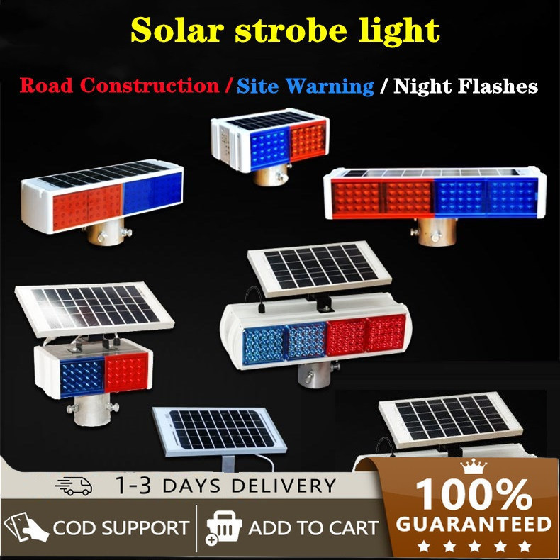 【COD】Red and blue solar warning strobe lights road traffic safety flash ...