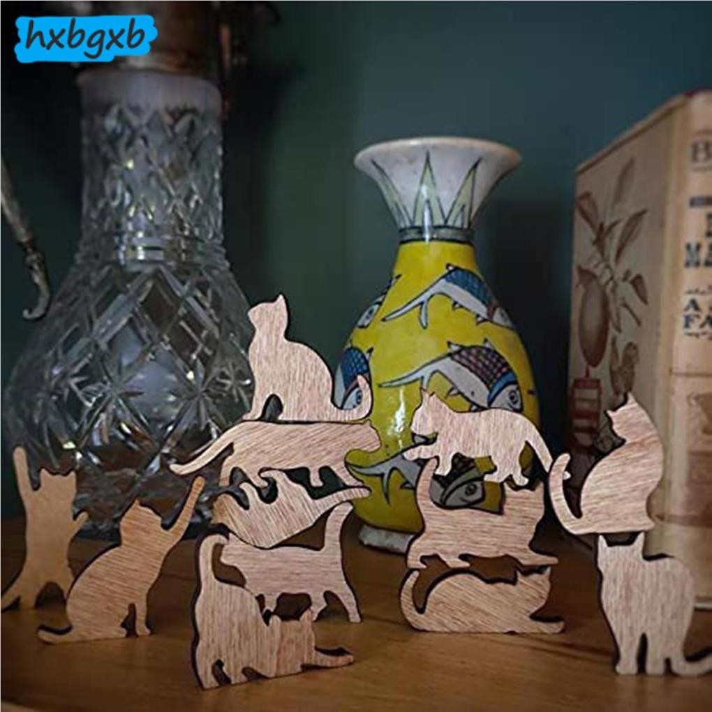 HXBGXB Wooden Stacking Game Cat Balance Blocks Puzzles Cat Pile Cat Set ...