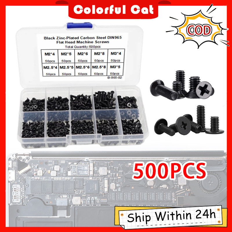 500Pcs M2 M2.5 M3 Universal Laptop Screws Set Flat Head Computer ...