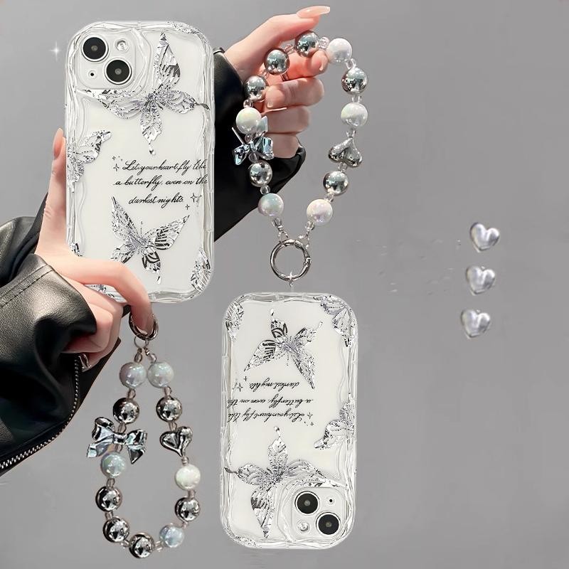 Cute Silvery Butterfly Phone Case For Redmi Note 13 12 Pro 4G 5G Plus ...