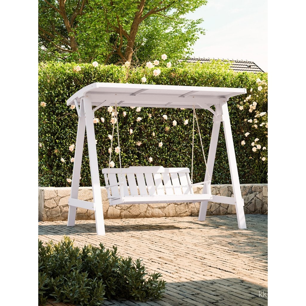 Outdoor Swing Wooden Rocking Chair for Courtyard, Balcony, Terrace ...