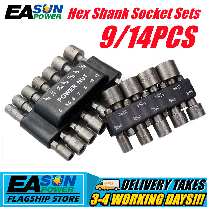 14/9Pcs Power Nut Driver Drill Bit Set High Quality Hex Socket Repair ...