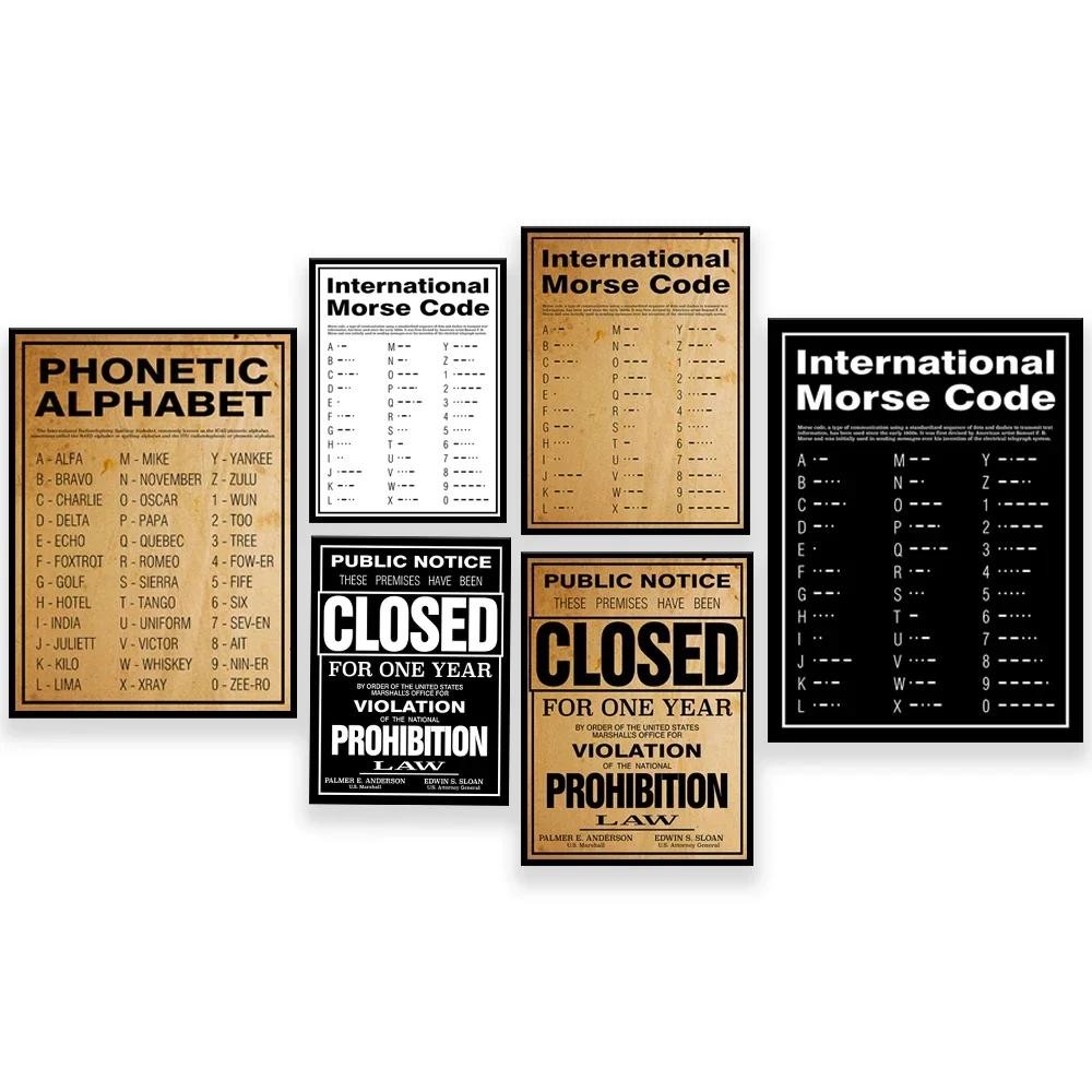 Morse Code Alphabet Vintage Poster Print Canvas Wall Art for Living ...