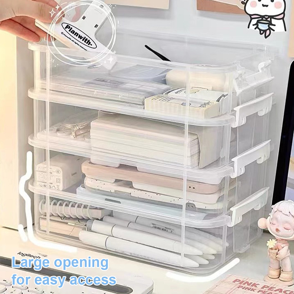 4 Layers Storage Box Multipurpose Storage Case Large Compartment ...