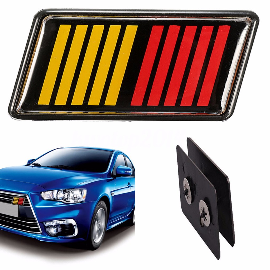 Red Yellow Black Ralliart Stripe Bar Grille Emblem Badge For Mitsubishi ...