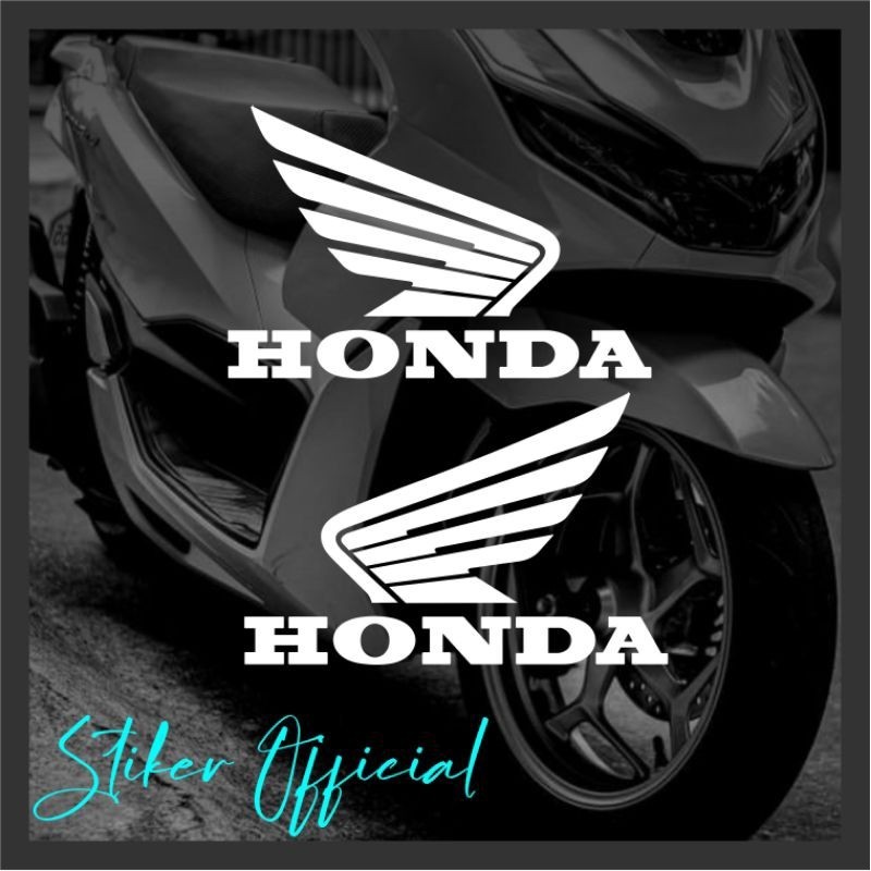 2x Honda Wings Vinyl Decals - 4x5 Inches Black Glossy JDM Sticker For Car Truck ATV Motorcycle