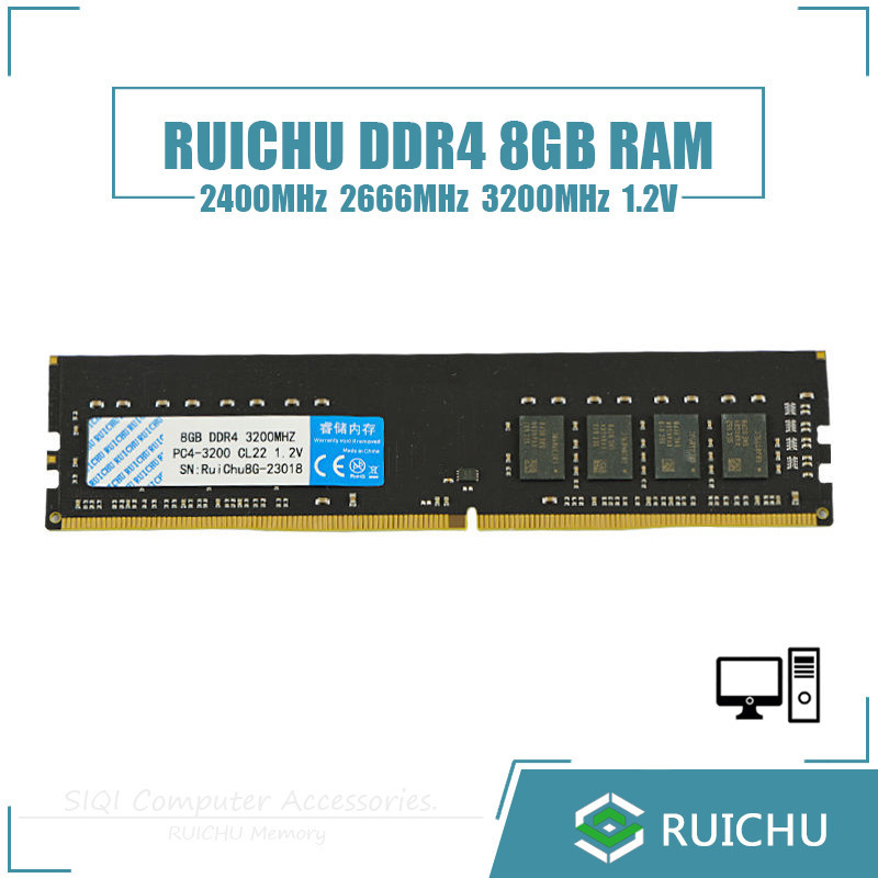 RUICHU DDR4 8GB RAM 2400/2666/3200MHz Desktop Memory Module 1.2V ...