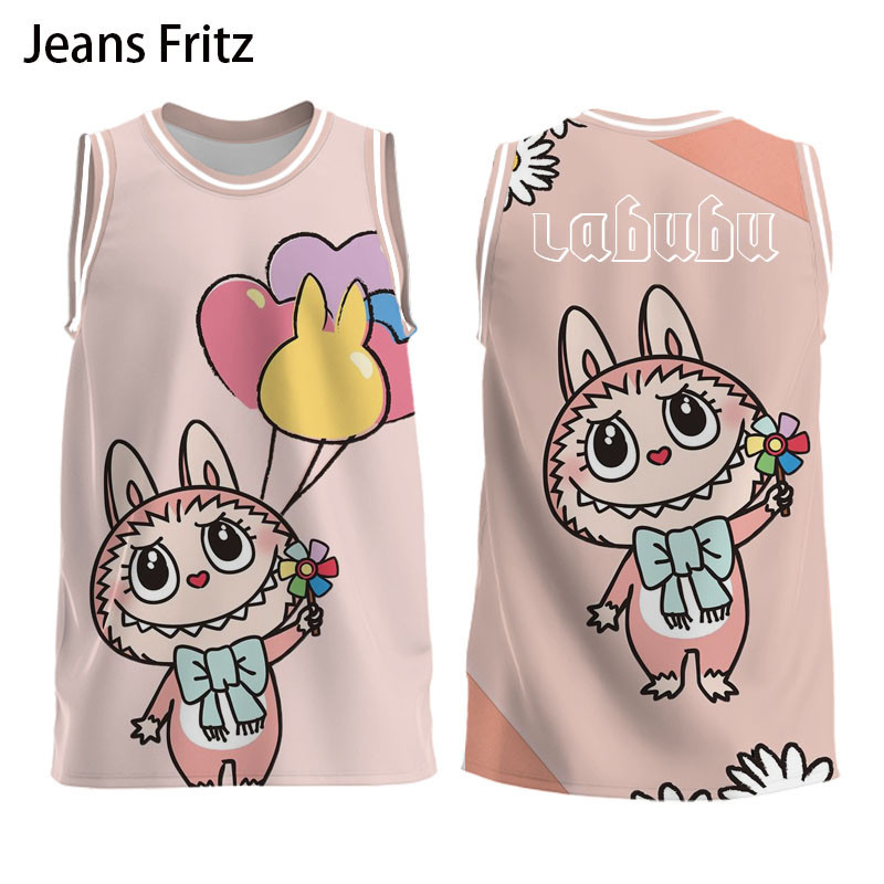 Pop Mart Labubu Jeans Fritz Men's Summer Hawaiian Short Sleeve Top Cute ...