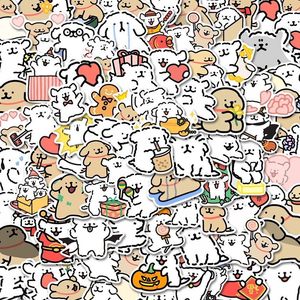 F&X Sticker Set200Cute Lines Puppy StickersinsSuper Cute Maltese Facial ...