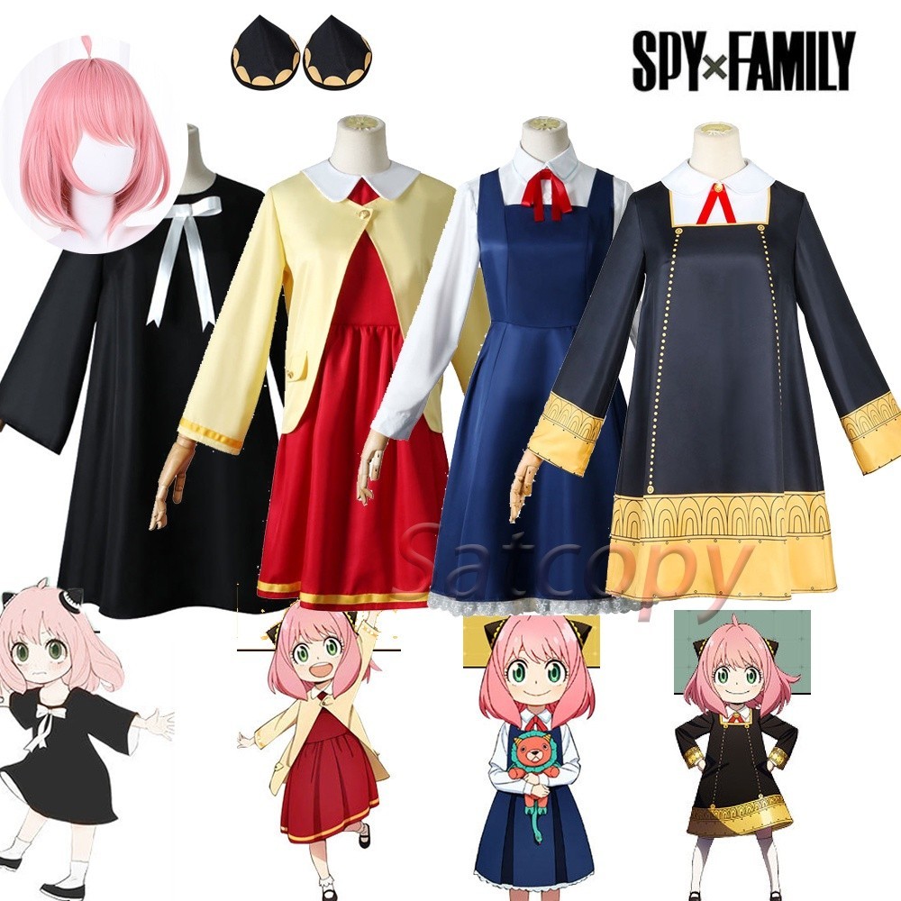 `Anime SPY FAMILY Cosplay Costumes Anya Forger Uniform Headwear ...