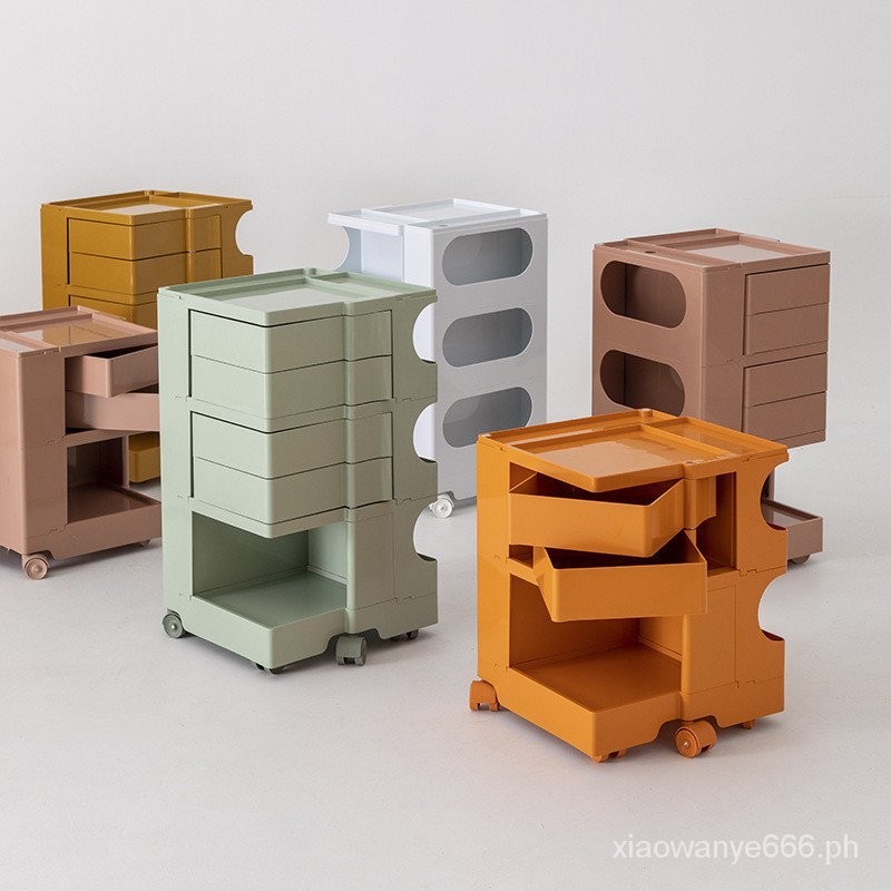 +++Nordic Bedside Table Rotating Storage Cabinet Portable Trolley ...