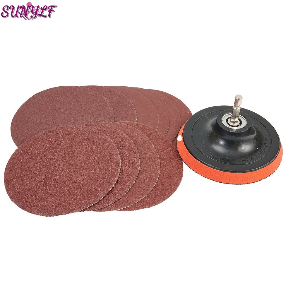 SUNYLE| 10pcs 4inch Sanding Discs 100mm Hook&Loop Sandpaper with ...