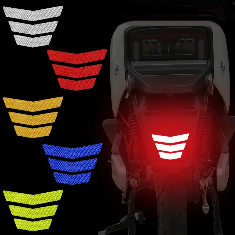 3Pcs Motorcycle Stickers Reflective Warning Trapezoidal Arrow Tail ...