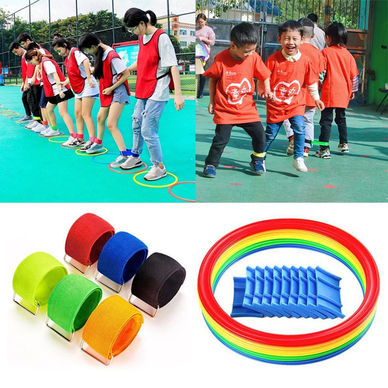 Outdoor Toys Team Building Two People Three-legged Ropes Tied Jump ...