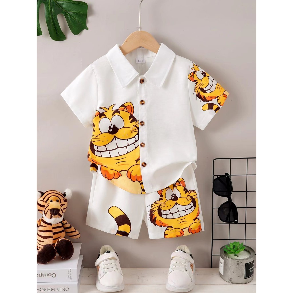 1-6Years Kid Boy Jellycat Polo Shirt 2PCS Clothes Cartoon Tiger - Main Image