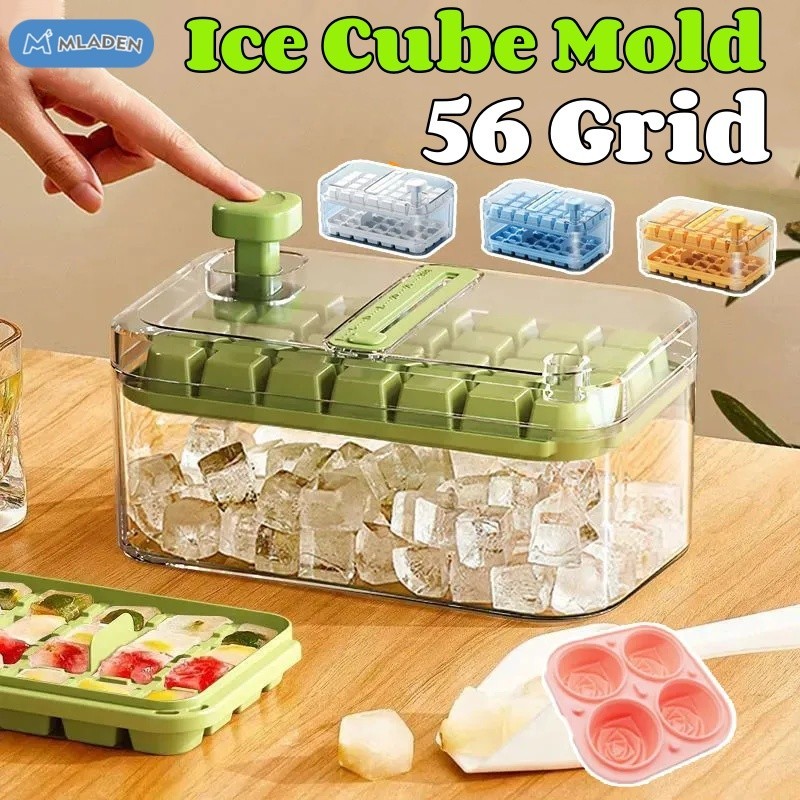 MLADEN 56 Grid Ice Cube Molds Ice Ball Storage Box With Lid Reusable ...