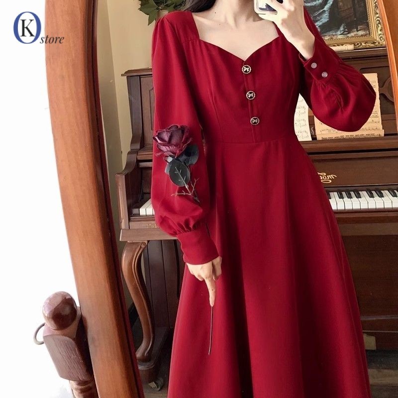 Pre Order: Red Printed Dress main image 0