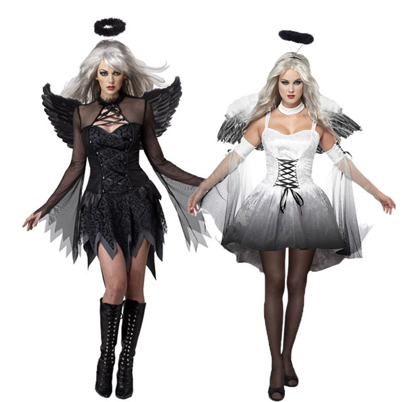 Zombie Dark Angel Uniform Women's Halloween Costume Evil Angel Ghost Bride main image 1