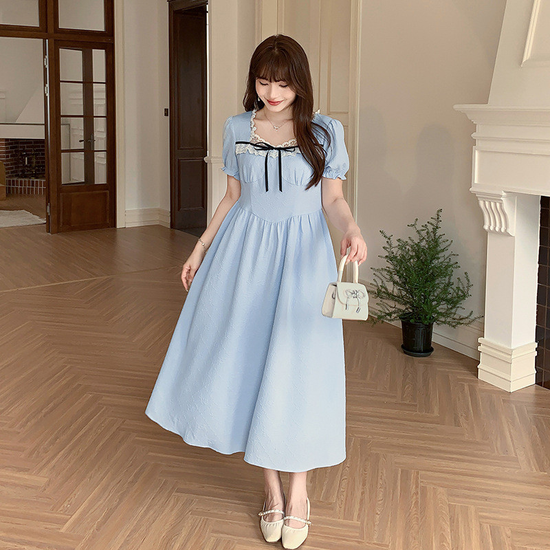 Blue dress korean style best sale