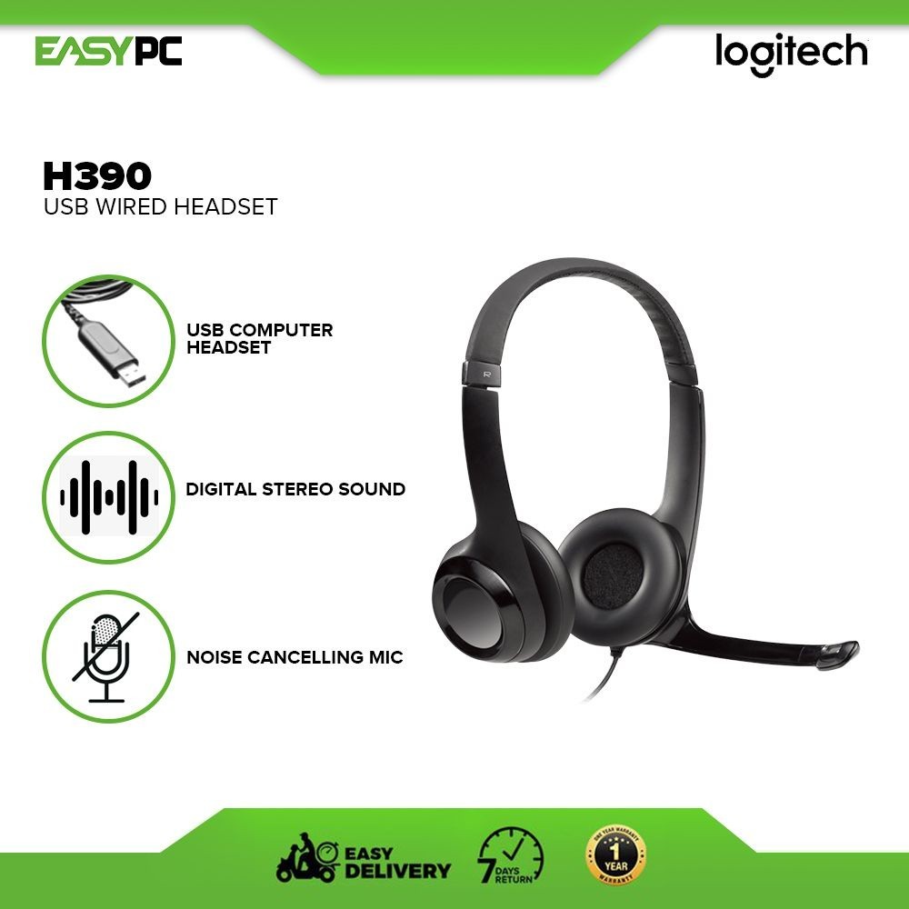 Easypc Logitech H390 H370 Noise Cancelling Headset Usb Black Shopee Philippines 7324