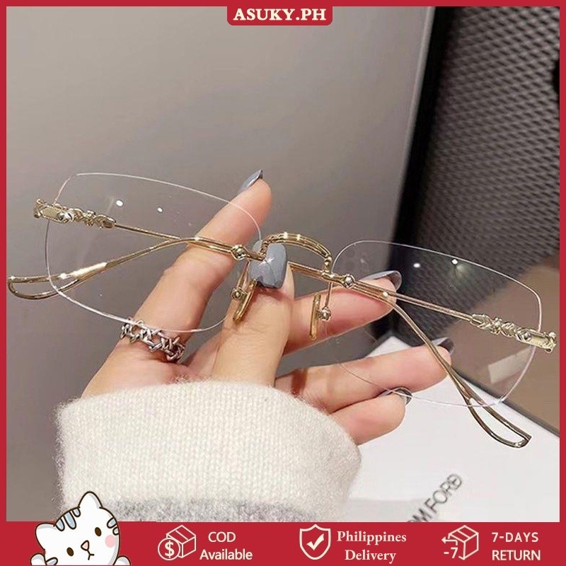 Anti Radiation Rimless Eyeglasses Farsighted Metal Frame Computer ...
