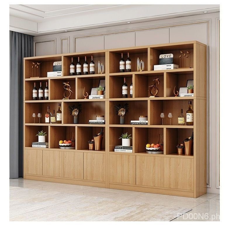 Solid Wood Wine Cabinet Display Cabinet Wall Modern Minimalist Living ...