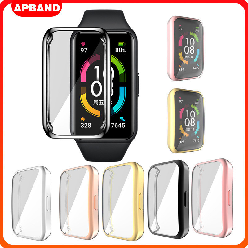 kwmobile 2x Custodia Rigida Smartwatch Compatibile con Honor Band 7 / Band 6 / Huawei Band 7 / Band 6 Cover - Case Vetro Temperato Orologio Fitness - nero/rosa vintage