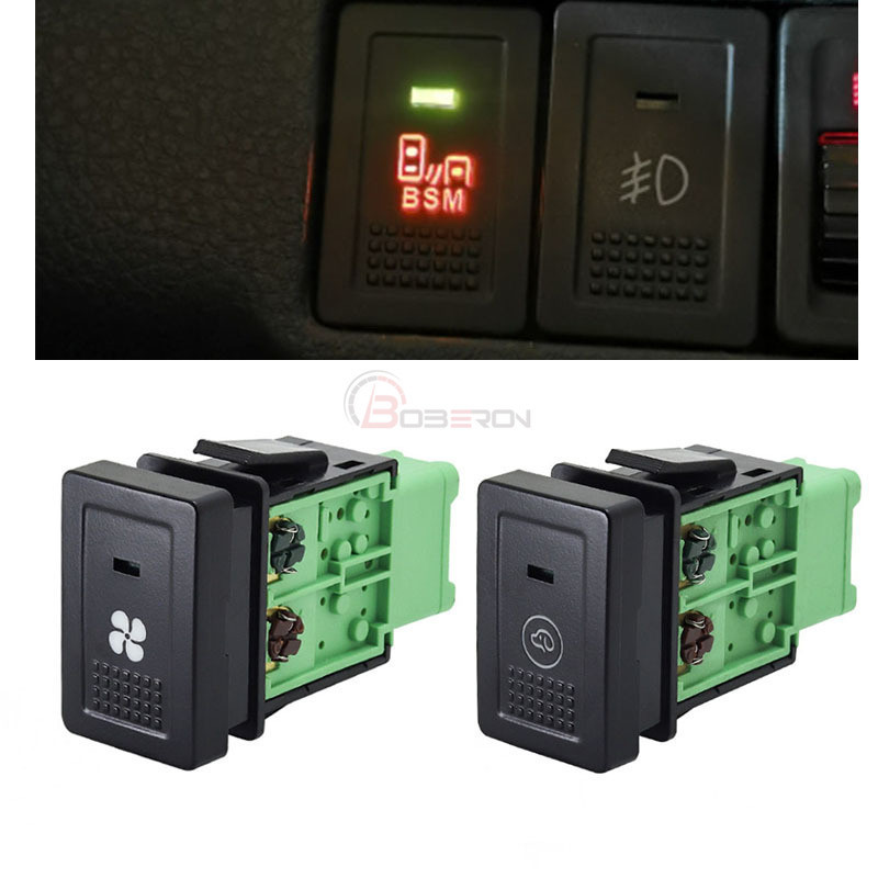 GG+1PC Car LED Fan Radar Parking Auto Headlight On Off Switch Push ...