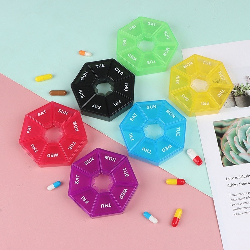 Nice Pill Case Portable Multicolor Capsule Candy Box for 7 days ...